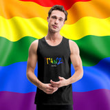 TANZ - Pride - Männer Premium Tank Top - Aufdruck vorne regenbogenfarben