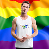 TANZ - Pride - Männer Premium Tank Top - Aufdruck vorne regenbogenfarben