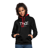 TANZ - Unisex Hoodie schwarz / Kapuzeninnere grau o. rot - Aufdruck schwarz vorne - Schwarz/Rot