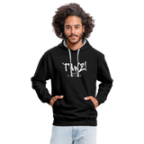 TANZ - Unisex Hoodie schwarz / Kapuzeninnere grau o. rot - Aufdruck schwarz vorne - Schwarz/Grau meliert