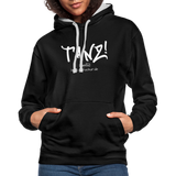 TANZ - Unisex Hoodie schwarz / Kapuzeninnere grau o. rot - Aufdruck schwarz vorne - Schwarz/Grau meliert
