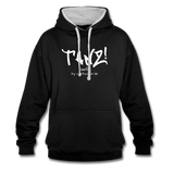 TANZ - Unisex Hoodie schwarz / Kapuzeninnere grau o. rot - Aufdruck schwarz vorne - Schwarz/Grau meliert