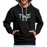 TANZ - Unisex Hoodie schwarz / Kapuzeninnere grau o. rot - Aufdruck schwarz vorne - Schwarz/Grau meliert