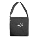 TANZ - Schultertasche aus Recycling-Material - mit Schriftzug weiß - Schwarz meliert