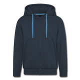 TANZ - Männer Premium Kapuzenjacke mit Reissverschluss  - verschiedene Farben - großer auffallender Schriftzug am Rücken in weiß - Navy