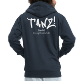 TANZ - Männer Premium Kapuzenjacke mit Reissverschluss  - verschiedene Farben - großer auffallender Schriftzug am Rücken in weiß - Navy