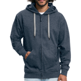 TANZ - Männer Premium Kapuzenjacke mit Reissverschluss  - verschiedene Farben - großer auffallender Schriftzug am Rücken in weiß - Jeansblau
