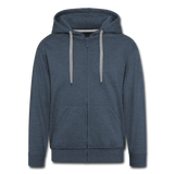 TANZ - Männer Premium Kapuzenjacke mit Reissverschluss  - verschiedene Farben - großer auffallender Schriftzug am Rücken in weiß - Jeansblau