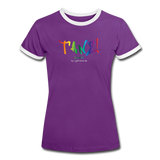 TANZ - The Pride - Frauen Kontrast-T-Shirt - Aufdruck vorne regenbogenfarben - Lila/Weiß