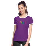 TANZ - The Pride - Frauen Kontrast-T-Shirt - Aufdruck vorne regenbogenfarben - Lila/Weiß