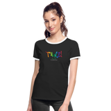 TANZ - The Pride - Frauen Kontrast-T-Shirt - Aufdruck vorne regenbogenfarben - Schwarz/Weiß