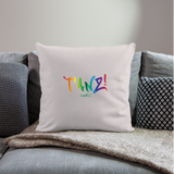 TANZ - Pride Sofakissen mit Füllung 44 x 44 cm - Aufdruck regenbogenfarben - helles Taupe