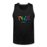 TANZ - Pride - Männer Premium Tank Top - Aufdruck vorne regenbogenfarben - Schwarz