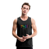 TANZ - Pride - Männer Premium Tank Top - Aufdruck vorne regenbogenfarben - Schwarz