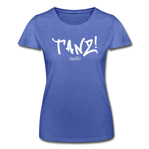 TANZ - Frauen-T-Shirt von Fruit of the Loom - Schriftzug in weiß - Blau meliert