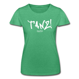 TANZ - Frauen-T-Shirt von Fruit of the Loom - Schriftzug in weiß - Grün meliert