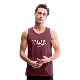TANZ - Männer Premium Tank Top - verschiedene Farben  mit weißem Aufdruck vorne - Bordeauxrot meliert