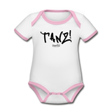 TANZ! by cgnfuchur.de - Baby Bio-Kurzarm-Kontrastbody - Aufdruck vorne und hinten in schwarz - Weiß/Rose