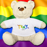 TANZ - Pride - Teddy - weißes T-Shirt mit Aufdruck vorne regenbogenfarben