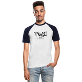 TANZ-by cgnfuchur.de - Aufdruck schwarz - Männer Baseball-T-Shirt - Weiß/Navy
