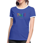 TANZ - The Pride - Frauen Kontrast-T-Shirt - Aufdruck vorne regenbogenfarben - Blau/Weiß