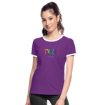 TANZ - The Pride - Frauen Kontrast-T-Shirt - Aufdruck vorne regenbogenfarben - Lila/Weiß