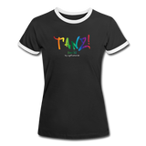 TANZ - The Pride - Frauen Kontrast-T-Shirt - Aufdruck vorne regenbogenfarben - Schwarz/Weiß