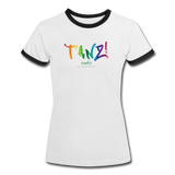 TANZ - The Pride - Frauen Kontrast-T-Shirt - Aufdruck vorne regenbogenfarben - Weiß/Schwarz
