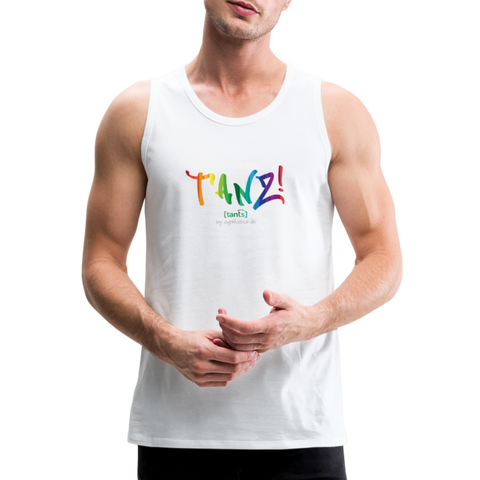 TANZ - Pride - Männer Premium Tank Top - Aufdruck vorne regenbogenfarben - Weiß
