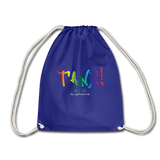 TANZ - Turnbeutel -  in verschiedenen Farben - Aufdruck in regenbogenfarben und weiß - einseitig - Königsblau