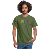 TANZ - Pride - Männer T-Shirt - hellere Farbtöne - Aufdruck vorn - regenbogenfarben - Militärgrün