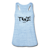 TANZ - Federleichtes Frauen Tank Top - in verschiedenen Farben - Schriftzug schwarz vorne - Blau meliert