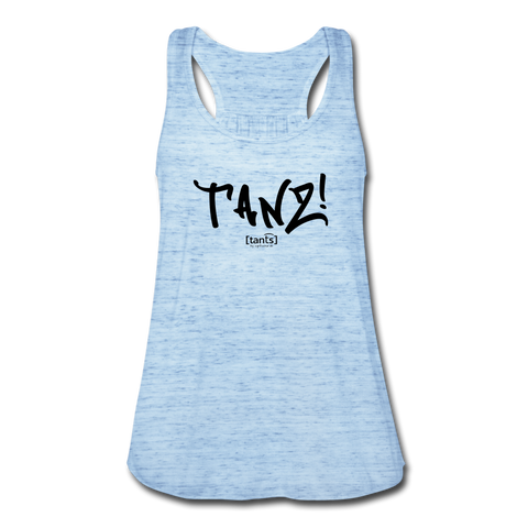 TANZ - Federleichtes Frauen Tank Top - in verschiedenen Farben - Schriftzug schwarz vorne - Blau meliert
