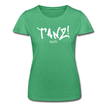TANZ - Frauen-T-Shirt von Fruit of the Loom - Schriftzug in weiß - Grün meliert