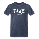 TANZ - by cgnfuchur.de - weißer Aufdruck - Unisex Premium T-Shirt - Blau meliert