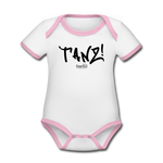 TANZ! by cgnfuchur.de - Baby Bio-Kurzarm-Kontrastbody - Aufdruck vorne und hinten in schwarz - Weiß/Rose