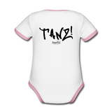 TANZ! by cgnfuchur.de - Baby Bio-Kurzarm-Kontrastbody - Aufdruck vorne und hinten in schwarz - Weiß/Rose