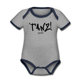 TANZ! by cgnfuchur.de - Baby Bio-Kurzarm-Kontrastbody - Aufdruck vorne und hinten in schwarz - Grau meliert/Navy