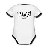 TANZ! by cgnfuchur.de - Baby Bio-Kurzarm-Kontrastbody - Aufdruck vorne und hinten in schwarz - Weiß/Schwarz